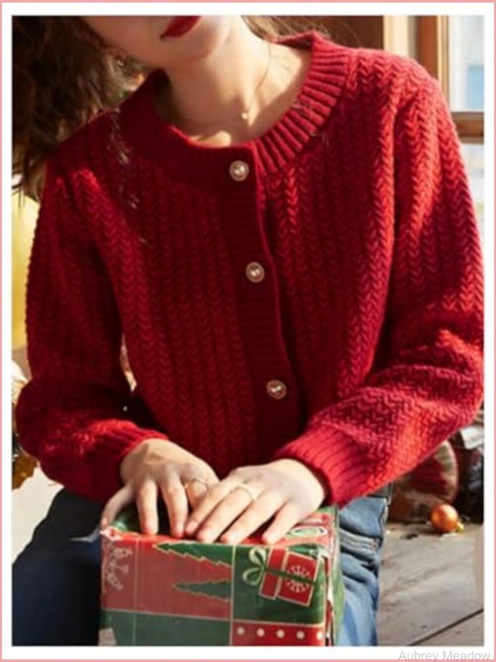 Cropped Cardigan Fall Long Sleeve Open Front Cardigans Button Down Knit Sweater - Picture 5 of 5